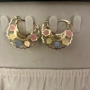 Chic Multicolor Gold Hoop Earrings